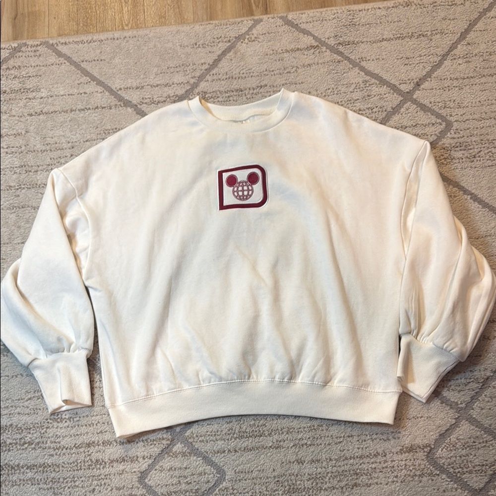 Disney White Crewneck Sweater with Relaxed Fit